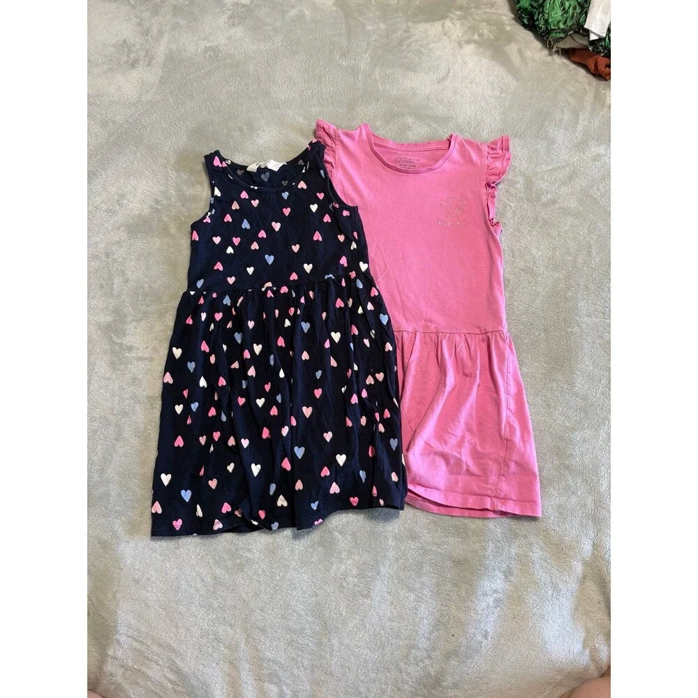 girls dresses set lot of 2 sisters playwear casual ruffle heart crew neck girly